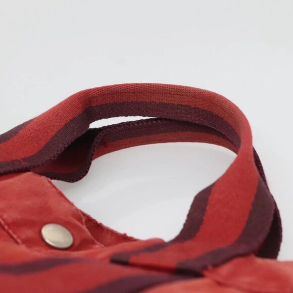 HERMES Fourre Tout MM Hand Bag Canvas Red Silver Auth - Picture 9 of 16